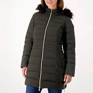 Nuage Stretch Removable Faux Fur Trim Hood Puffer Coat